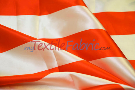 3 Inch Stripe Charmeuse Satin Fabric - Red 3 Inch Stripe, 58/60" Width (1 Yard)