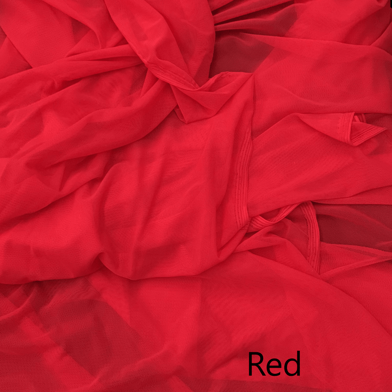 Power Mesh Nylon Spandex Fabric - Red, Sheer Mesh, 60" Width