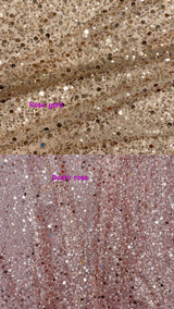 BPS Mesh Lace Polyester Fabric - Dusty Rose Beads, Pearls, Sequins, 60" Width