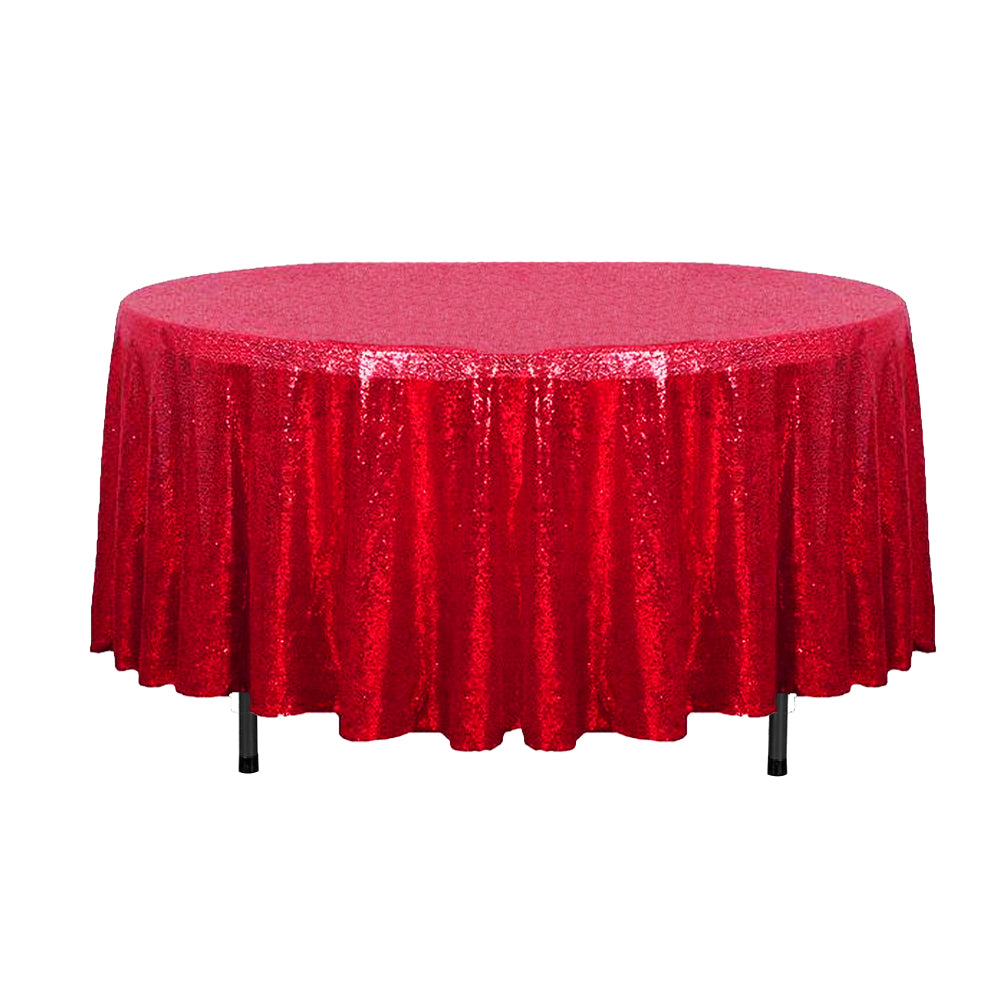 108″ Red Glitz Sequin Round Tablecloth