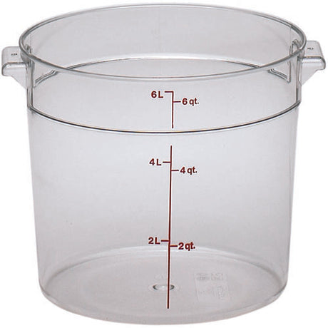 Cambro RFSCW6135 Round Storage Container Clear 6 Qt. (lid sold separately)