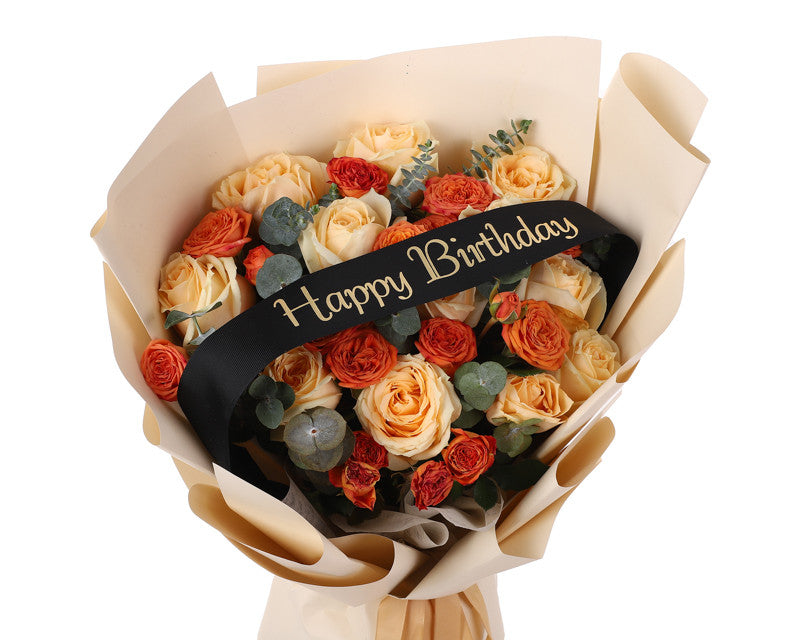 2" x 33" Black "HAPPY BIRTHDAY" Gold Printed Grosgrain Ribbon Bouquet Banner - Pack of 12