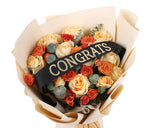 2" x 33" Black "CONGRATS" Gold Printed Grosgrain Ribbon Bouquet Banner - Pack of 12