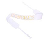 2" x 33" White "CONGRATS" Gold Printed Grosgrain Ribbon Bouquet Banner - Pack of 12