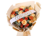 2" x 33" White "CONGRATS" Gold Printed Grosgrain Ribbon Bouquet Banner - Pack of 12