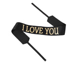2" x 33" Black "I LOVE YOU" Gold Printed Grosgrain Ribbon Bouquet Banner - Pack of 12