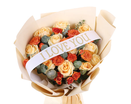2" x 33" White "I LOVE YOU" Gold Printed Grosgrain Ribbon Bouquet Banner - Pack of 12