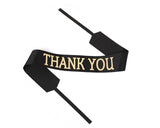 2" x 33" Black "THANK YOU" Gold Printed Grosgrain Ribbon Bouquet Banner - Pack of 12