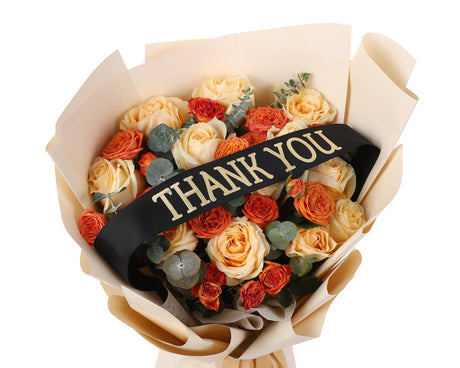 2" x 33" Black "THANK YOU" Gold Printed Grosgrain Ribbon Bouquet Banner - Pack of 12