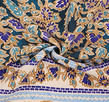 Rayon Messy Crepe 1D1877 Teal Rayon Fabric - Teal, Double Border, 55/56" Width
