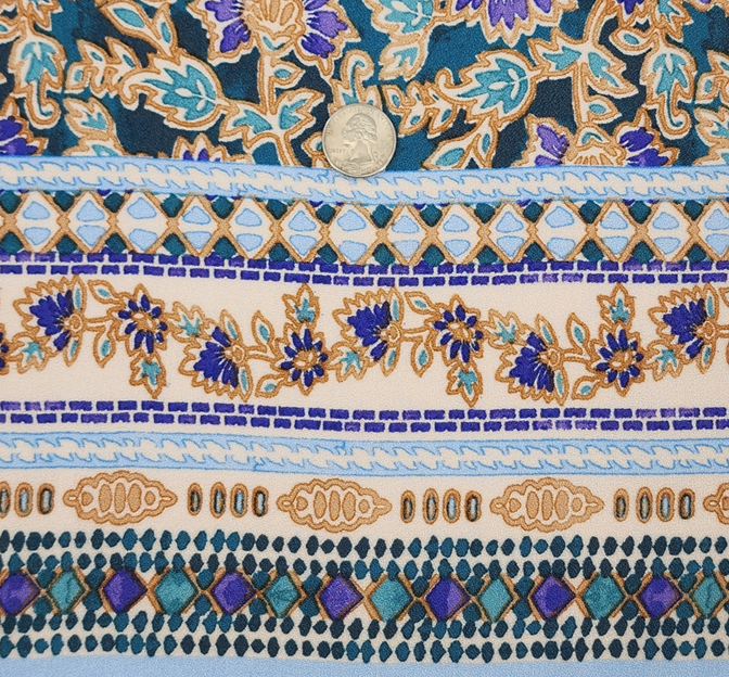 Rayon Messy Crepe 1D1877 Teal Rayon Fabric - Teal, Double Border, 55/56" Width