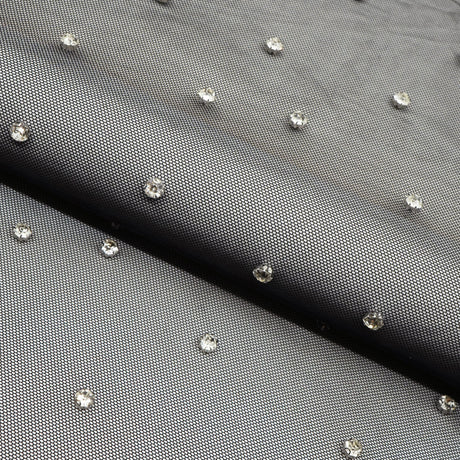 Stellar Rhinestone Stretch Mesh Fabric - Rhinestone Embellished Stretch Mesh, 54/55" Width, 2-Way Stretch (1 Yard)