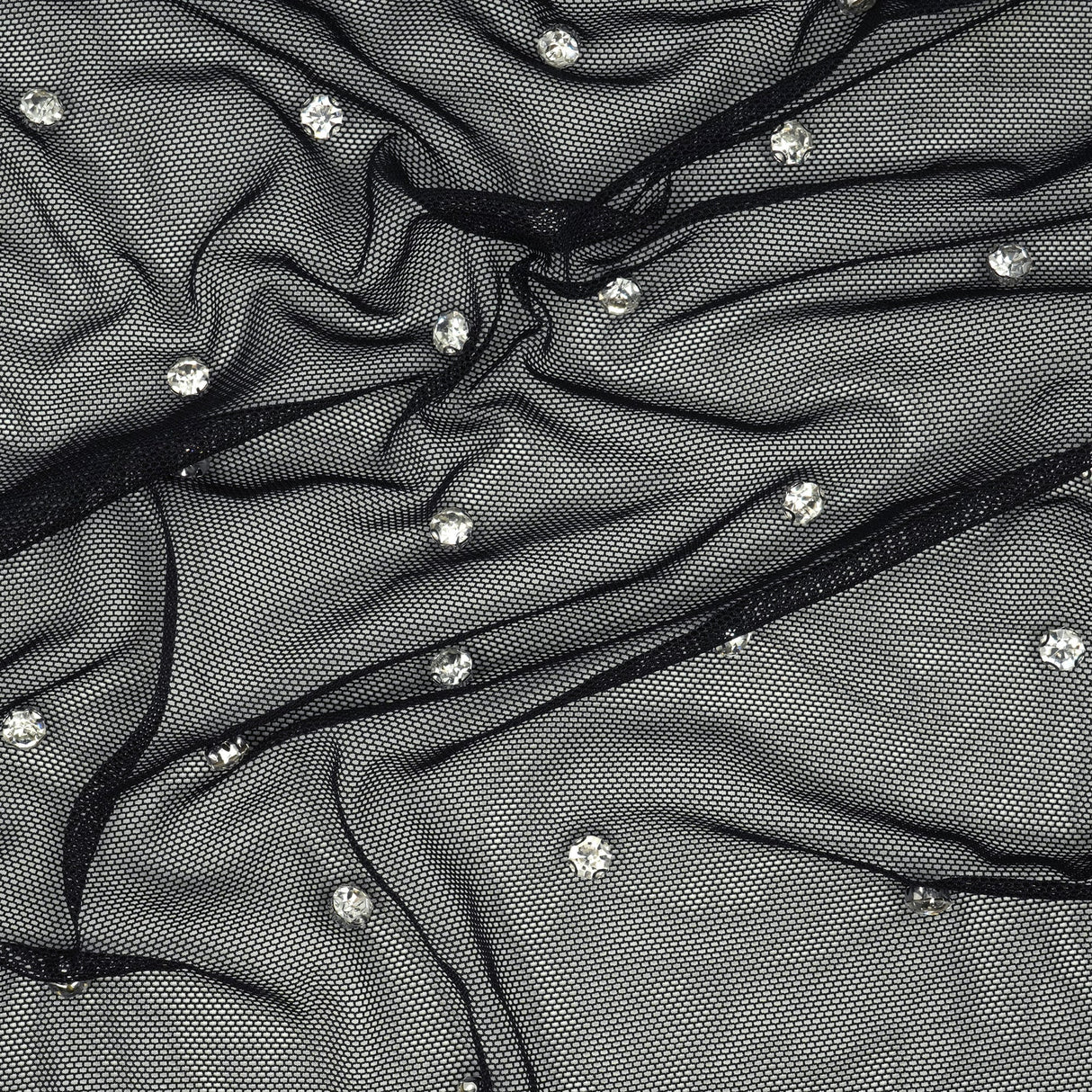 Rhinestone Stretch Mesh Fabric