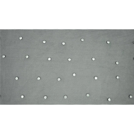 Stellar Rhinestone Stretch Mesh Fabric - White, Off White, Nude, Black, 54/55" Width (1 Yard)