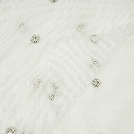 Stellar Rhinestone Stretch Mesh Fabric - White, Off White, Nude, Black, 54/55" Width (1 Yard)