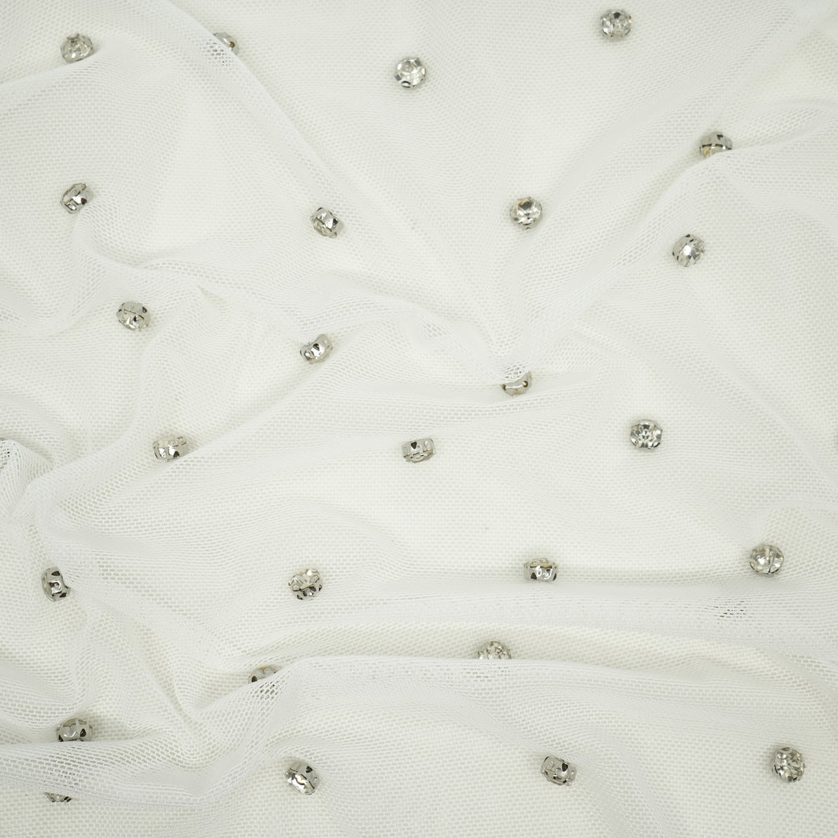 Rhinestone Stretch Mesh Fabric