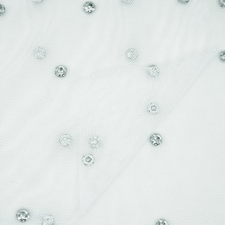 Stellar Rhinestone Stretch Mesh Fabric - Rhinestone Embellished Stretch Mesh, 54/55" Width, 2-Way Stretch (1 Yard)