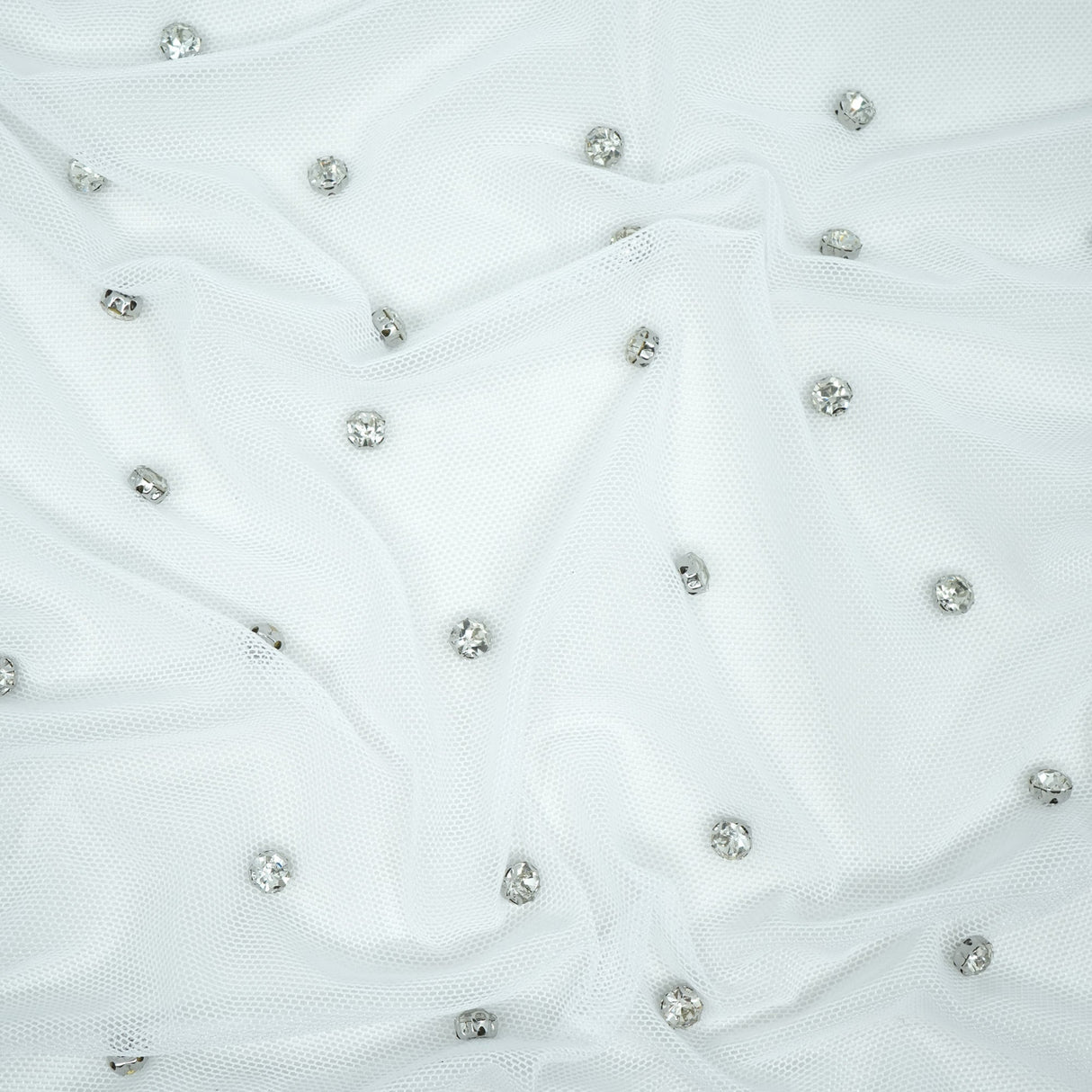 Rhinestone Stretch Mesh Fabric
