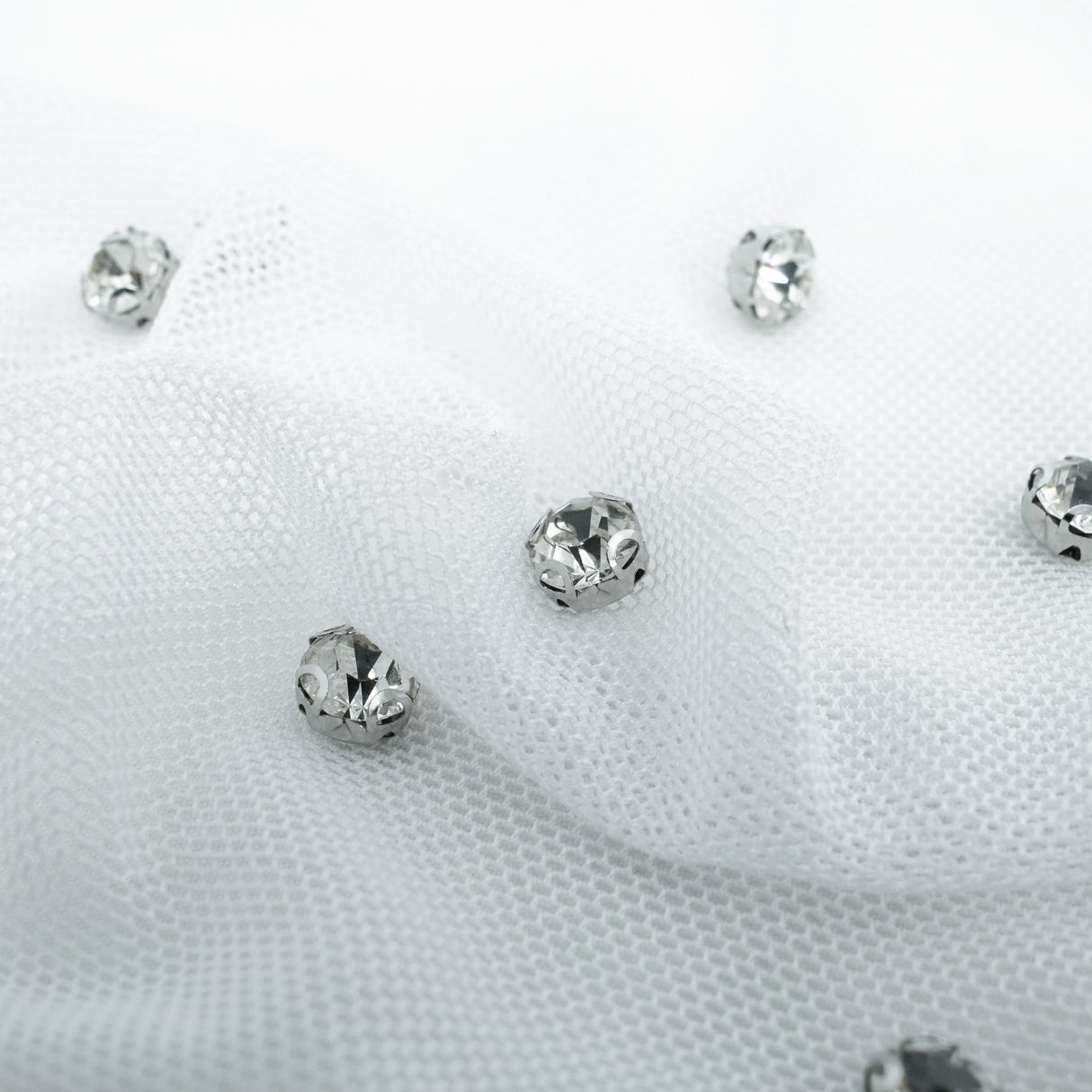 Rhinestone Stretch Mesh Fabric