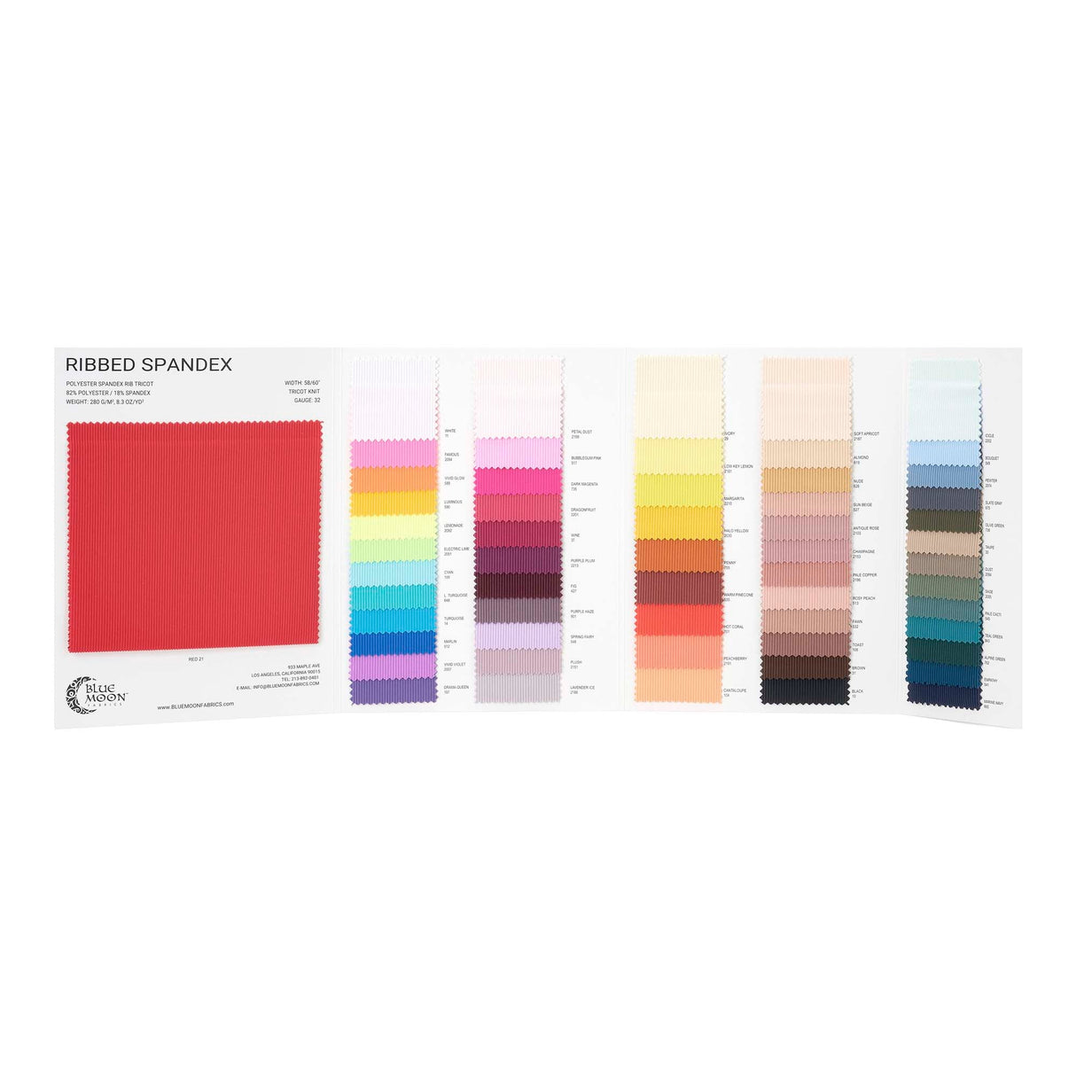 Ribbed Spandex Color Card