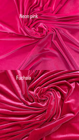 Neon Pink Stretch Velvet Fabric - Neon Pink, 58"-60" Width