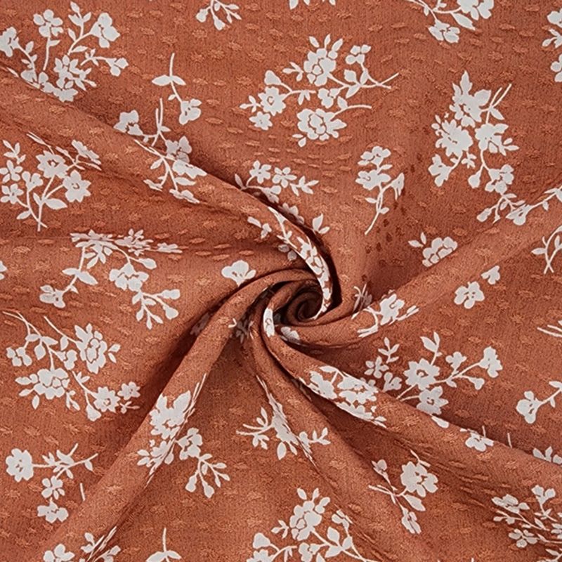 1 Yard Elegant Brown Rayon Dobby Dot Jacquard 53/54" Wide Fabric for Dresses & Apparel