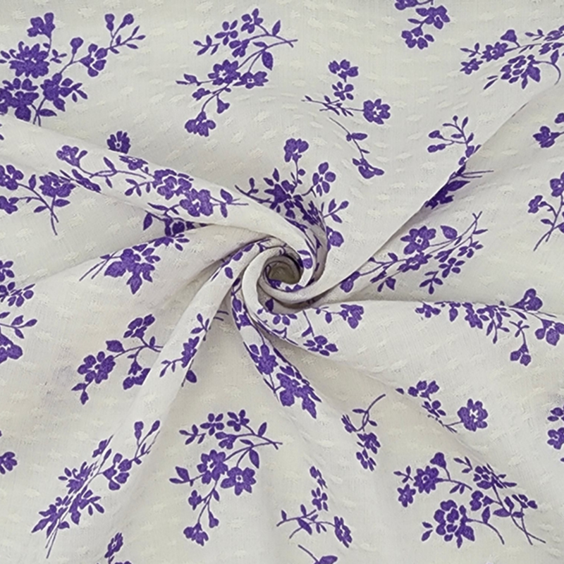 1 Yard Soft Rayon Jacquard Dobby Dot Fabric Off White and Purple For Fashion Wear 53/54 Inches width
