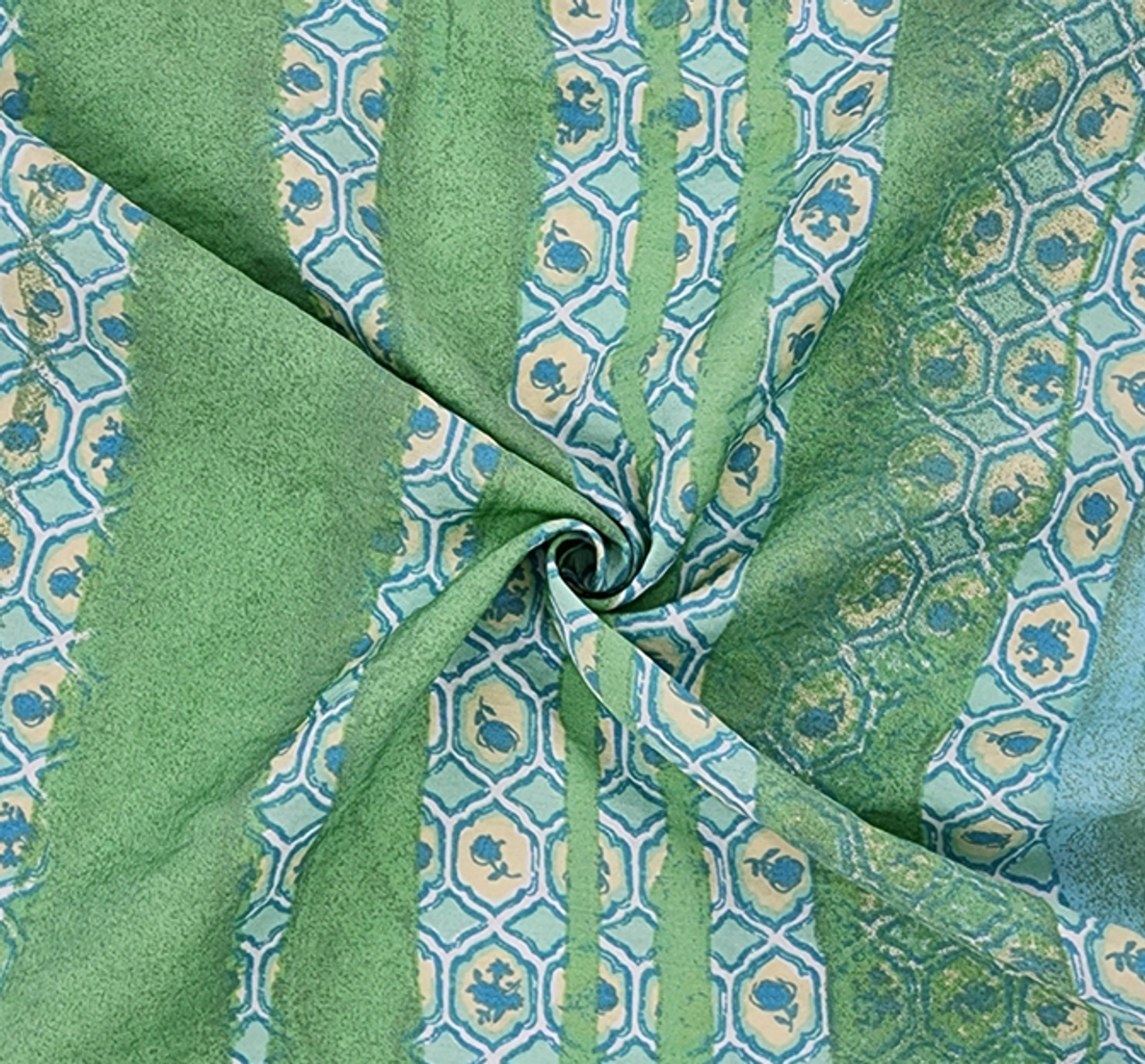 1 Yard Rayon Nylon Poplin Fabric Green For Skirts Tops And Lightweight 57/58 Inches Width