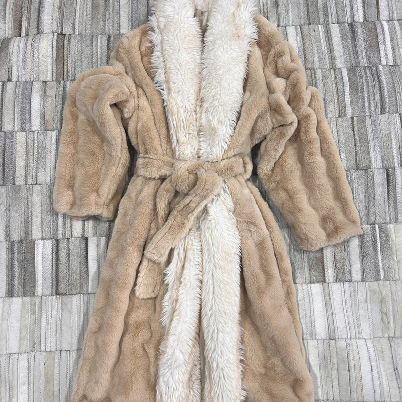 Faux Fur Long Robe Soft, Warm, Velvet Insert, Long Sleeves, Pockets