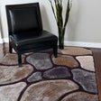 Soft Cozy 3D Rock Design Polyester Fabric - Hand Carved Rock Pattern, 5' X 7', Earth, Ivory, Steel (1 Rug)