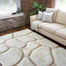 Soft Cozy 3D Rock Design Polyester Fabric - Hand Carved Rock Pattern, 5' X 7', Earth, Ivory, Steel (1 Rug)