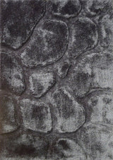 Soft Cozy 3D Rock Design Polyester Fabric - Hand Carved Rock Pattern, 5' X 7', Earth, Ivory, Steel (1 Rug)