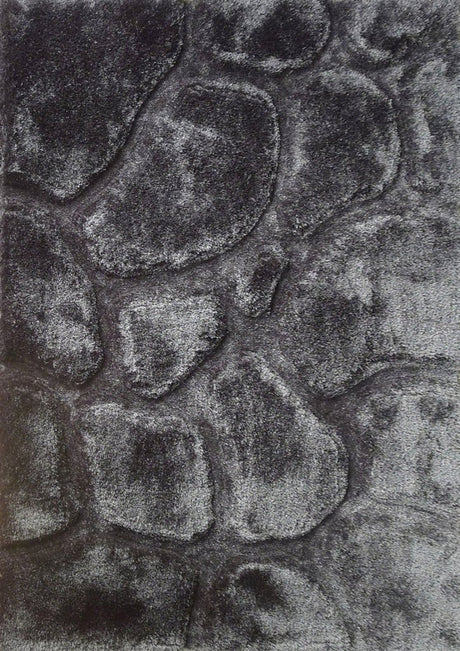 Soft Cozy 3D Rock Design Polyester Fabric - Hand Carved Rock Pattern, 5' X 7', Earth, Ivory, Steel (1 Rug)