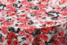 Rosewood Polyester Satin Fabric - Ivory Red Floral Print, 58/60" Width (1 Yard)