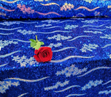 Sequin Embroidery Stretch Velvet Royal Blue