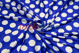 Polka Dot Charmeuse Satin Fabric - 58/60" Width, Multiple Colors, 1.5" Dots (1 Yard)