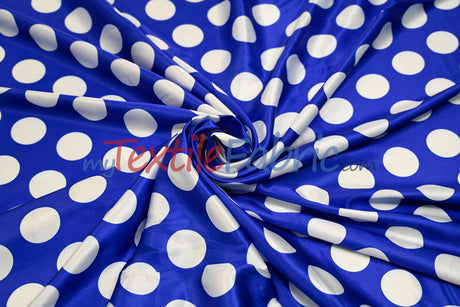 Polka Dot Charmeuse Satin Fabric - 58/60" Width, Multiple Colors, 1.5" Dots (1 Yard)