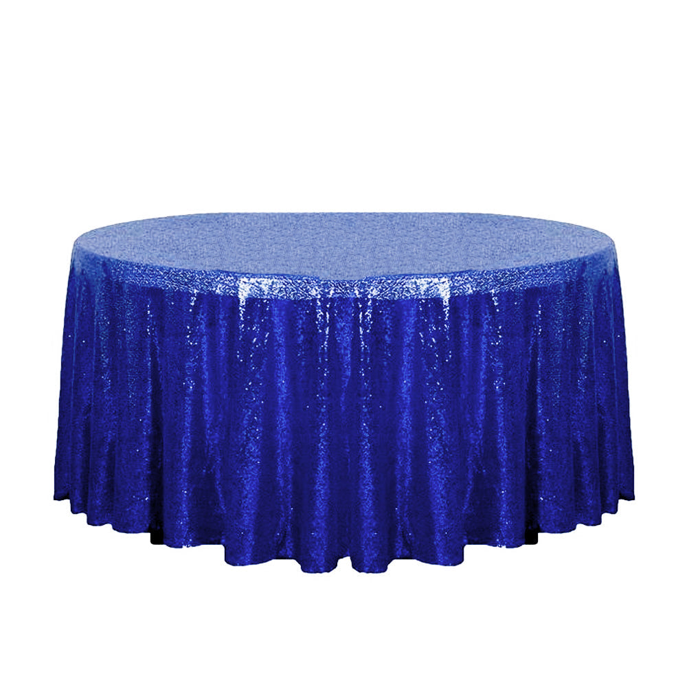 132″ Royal Blue Glitz Sequin Round Tablecloth