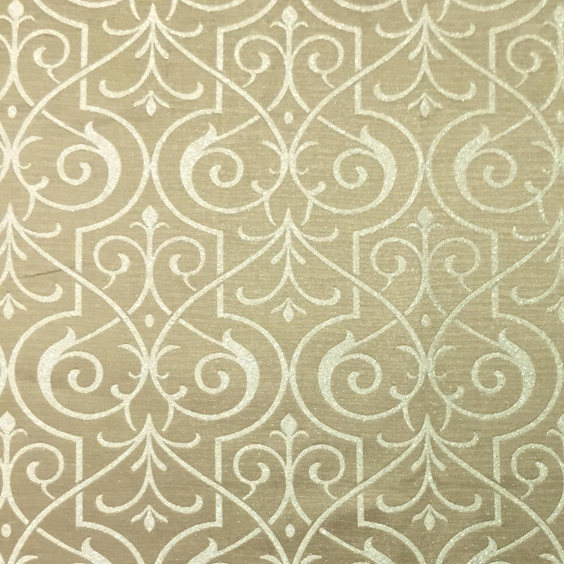Royce Fabric Damask Metallic Fabric - Stone/Silver Damask, 55" Width (1 Yard)
