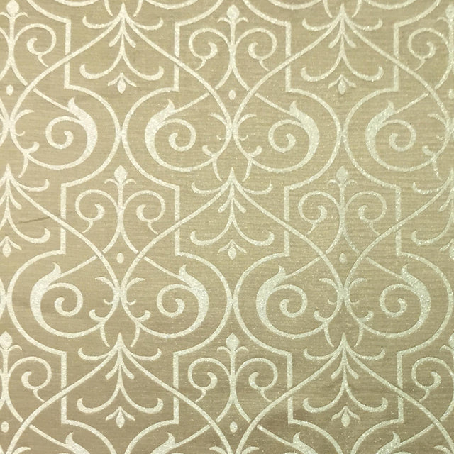 Royce Fabric Damask Metallic Fabric - Stone/Silver Damask, 55" Width (1 Yard)
