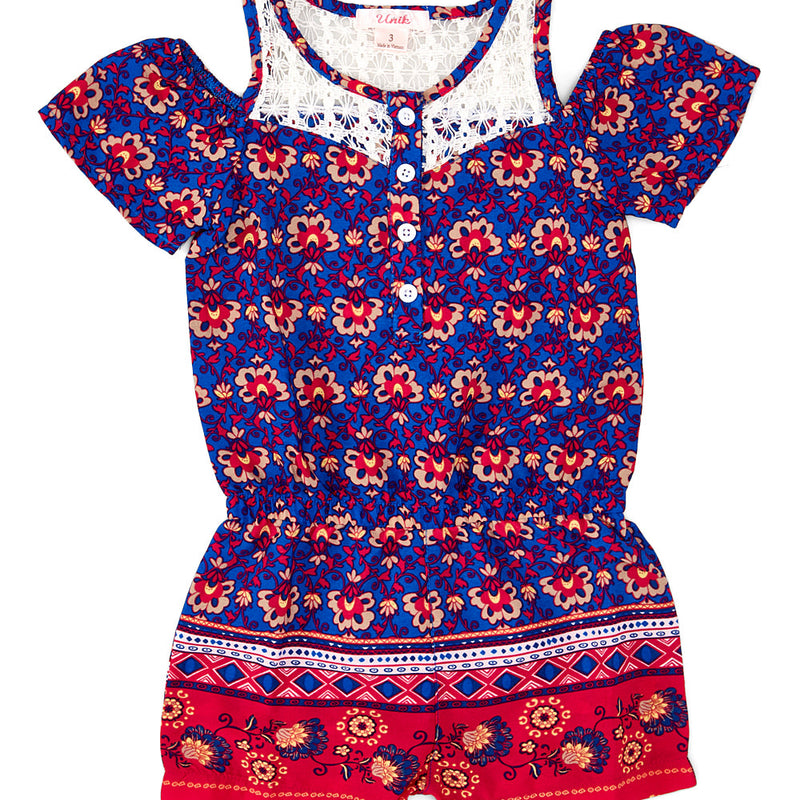 Girl Printed Romper - Fuchsia, Printed, Sizes 2-7 (1 Piece)