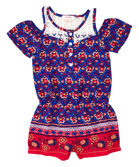 Girl Printed Romper - Fuchsia, Printed, Sizes 2-7 (1 Piece)