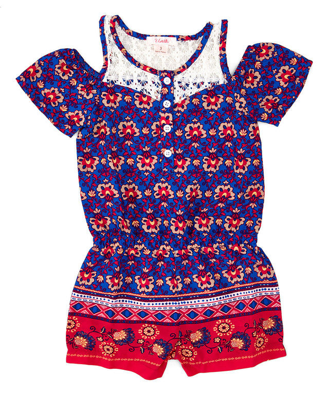Girl Printed Romper - Fuchsia, Printed, Sizes 2-7 (1 Piece)