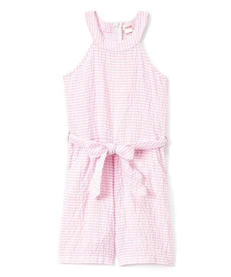 Girl Striped Romper - Striped Girl Romper Fabric, Red, Lilac, Pink (1 Piece)