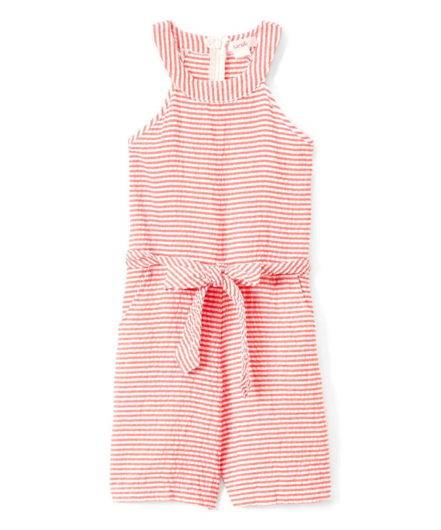 Girl Striped Romper - Striped Girl Romper Fabric, Red, Lilac, Pink (1 Piece)