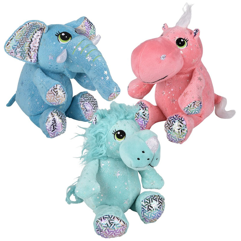Sparkly Safari Plush Animals (6 Pc Box)