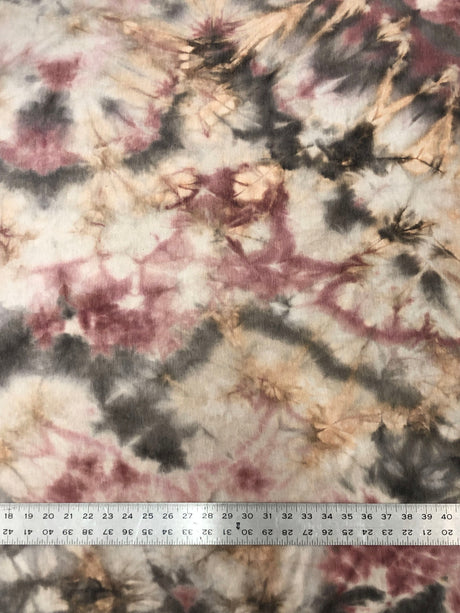 Vintage Look Tie Dye Print Polyester Rayon Spandex Sweater Knit Fabric - Burgundy, Blue, Olive, 58-60" Width