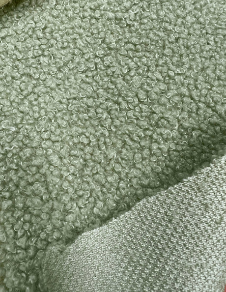 Heavy Polyester Mechanical Stretch Soft Faux Sherpa Fleece Fabric - Sage, Black, Green, Fuchsia, Beige, 59-61" Wide
