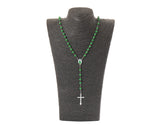 19 3/4 Inch Green Religious Wood Beads Saint Jude Rosary Set of 12