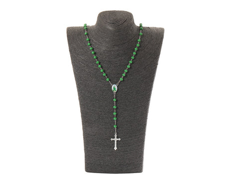 19 3/4 Inch Green Religious Wood Beads Saint Jude Rosary Set of 12